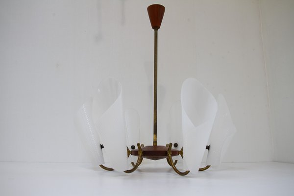 Danish Modern Teak and Brass Hanging Light, 1950s-WIX-1765262