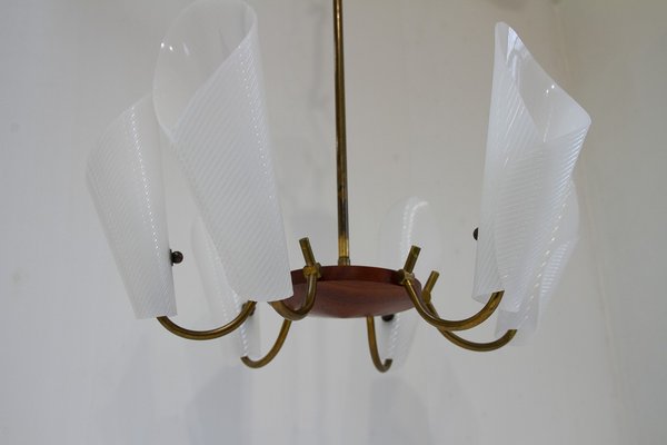 Danish Modern Teak and Brass Hanging Light, 1950s-WIX-1765262