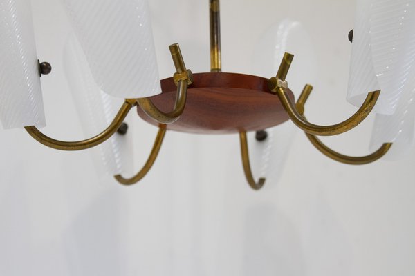 Danish Modern Teak and Brass Hanging Light, 1950s-WIX-1765262