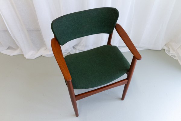 Danish Modern Teak Armchair with Green Wool Upholstery, 1960s-WIX-1782538