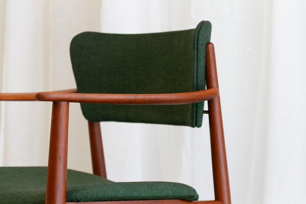 Danish Modern Teak Armchair with Green Wool Upholstery, 1960s-WIX-1782538