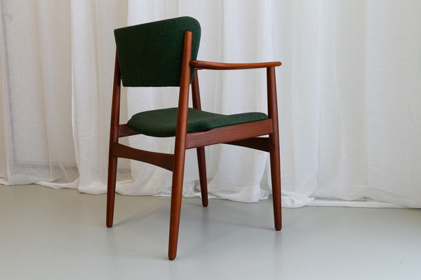 Danish Modern Teak Armchair with Green Wool Upholstery, 1960s-WIX-1782538