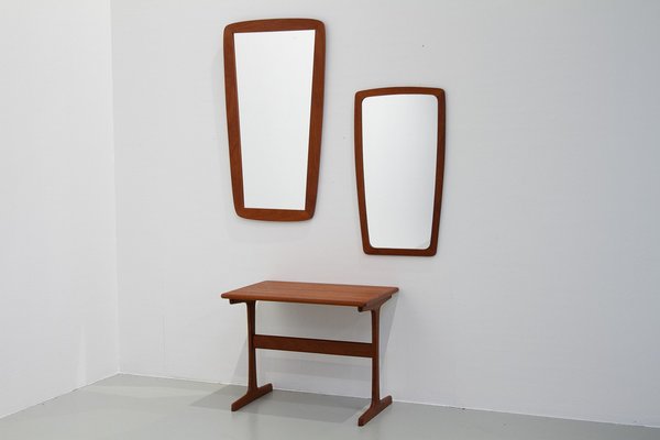 Danish Modern Teak Mirrors and Table, 1960s, Set of 3-WIX-1796325