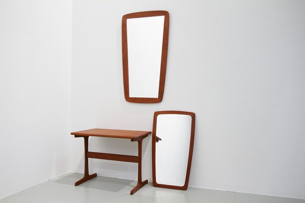 Danish Modern Teak Mirrors and Table, 1960s, Set of 3-WIX-1796325