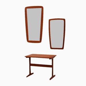 Danish Modern Teak Mirrors and Table, 1960s, Set of 3-WIX-1796325