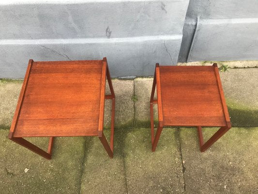 Danish Modern Teak Quadratic Side Tables, 1960s, Set of 2-LCR-591538