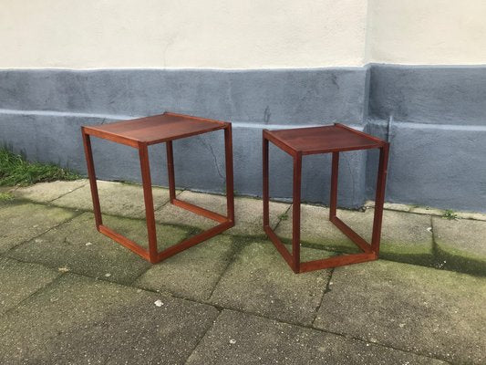 Danish Modern Teak Quadratic Side Tables, 1960s, Set of 2-LCR-591538