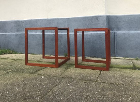 Danish Modern Teak Quadratic Side Tables, 1960s, Set of 2-LCR-591538