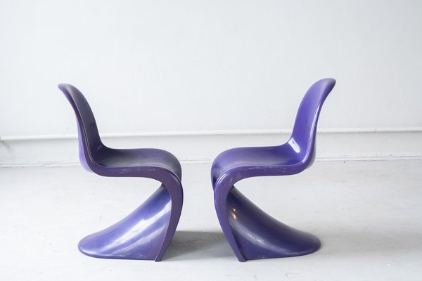 Danish Modern Violet Chairs by Verner Panton for Vitra, 1970s, Set of 5-IXA-1784356