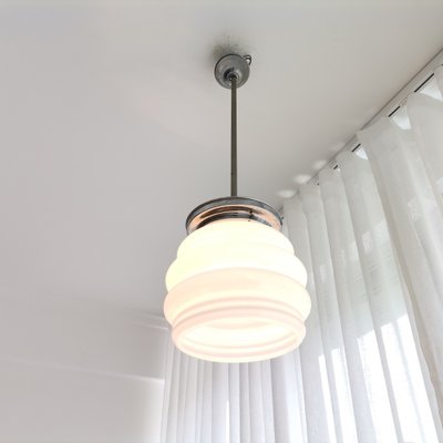 Danish Modern White Ribbed Glass Ceiling Lamp, 1960s-SCS-1028137