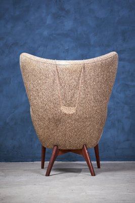 Danish Modern Wool and Teak Lounge Chair, 1960s-ZGQ-1769560