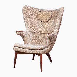 Danish Modern Wool and Teak Lounge Chair, 1960s-ZGQ-1769560