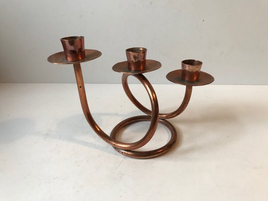 Danish Modernist Copper Spiral Candleholder, 1970s-LCR-602586