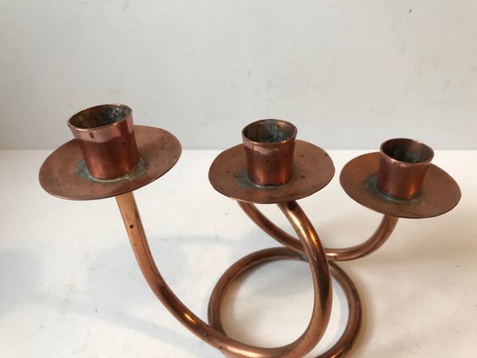 Danish Modernist Copper Spiral Candleholder, 1970s-LCR-602586