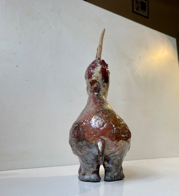 Danish Naive Fantasy Unicorn in Raku Burnt Stoneware, 2000s-LCR-1397801