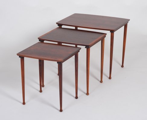 Danish Nesting Tables in Rosewood from Møbel Intarsia, 1960s, Set of 3-ZGQ-1383965