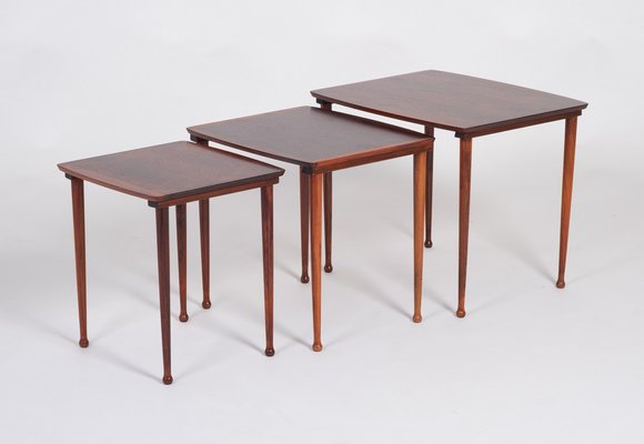 Danish Nesting Tables in Rosewood from Møbel Intarsia, 1960s, Set of 3-ZGQ-1383965