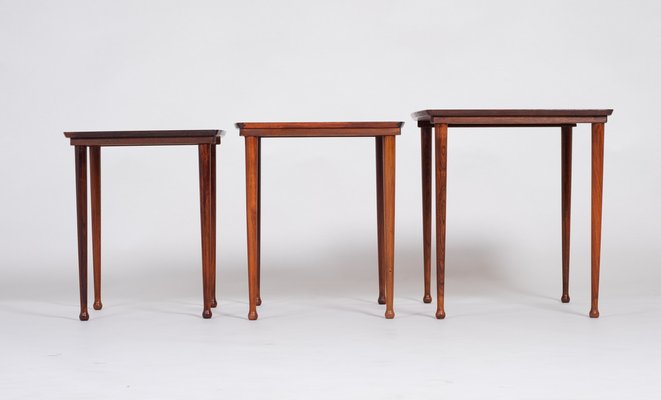 Danish Nesting Tables in Rosewood from Møbel Intarsia, 1960s, Set of 3-ZGQ-1383965