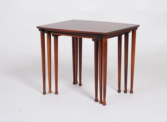 Danish Nesting Tables in Rosewood from Møbel Intarsia, 1960s, Set of 3-ZGQ-1383965