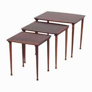 Danish Nesting Tables in Rosewood from Møbel Intarsia, 1960s, Set of 3-ZGQ-1383965