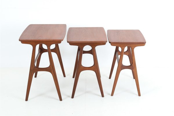 Danish No. 40 Teak Nesting Tables by Erling Torvits for Heltborg Møbler, 1960s, Set of 3-NIX-1804701