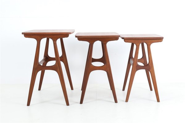 Danish No. 40 Teak Nesting Tables by Erling Torvits for Heltborg Møbler, 1960s, Set of 3-NIX-1804701