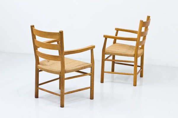 Danish Oak & Paper Cord Armchairs by Viggo Hardie-Fischer for Sorø Stolefabrik, 1950s, Set of 6-TM-945958