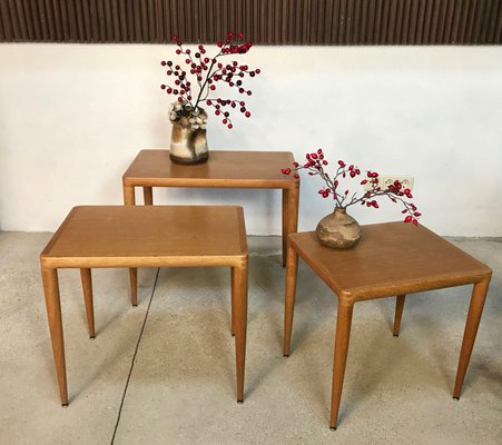 Danish Oak Wood Nesting Tables, 1960s, Set of 3-JP-776489