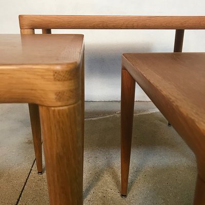 Danish Oak Wood Nesting Tables, 1960s, Set of 3-JP-776489