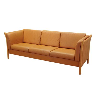 Danish Orange Leather Sofa, 1970s-VND-1783405