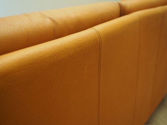 Danish Orange Leather Sofa, 1970s-VND-1783405