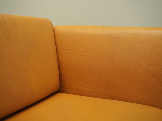 Danish Orange Leather Sofa, 1970s-VND-1783405