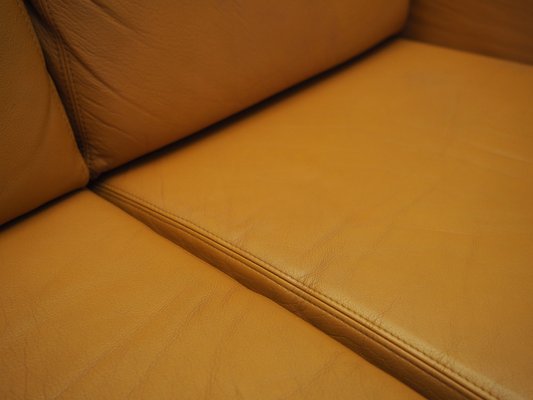 Danish Orange Leather Sofa, 1970s-VND-1783405