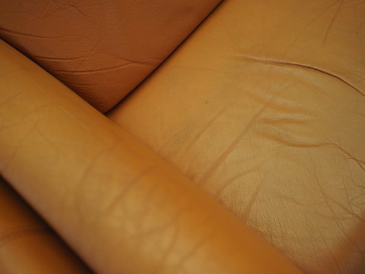 Danish Orange Leather Sofa, 1970s-VND-1783405