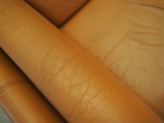 Danish Orange Leather Sofa, 1970s-VND-1783405