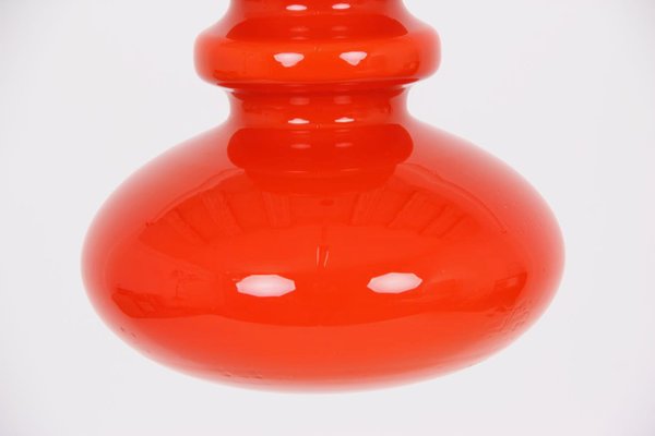 Danish Orange Red Glass Pendant Lamp, 1950s-DQ-564472