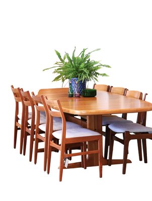 Danish Oval Dining Table in Teak from Skovby Møbelfabrik, 1960s, Set of 3-BPJ-1706441