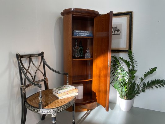 Danish Oval Pedestal Cabinet in Oak and Walnut Burl, 1850s-WIX-1727158