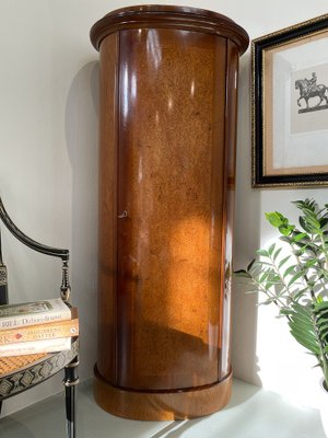 Danish Oval Pedestal Cabinet in Oak and Walnut Burl, 1850s-WIX-1727158