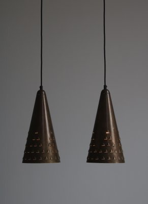 Danish Patinated Brass Pendants by Brockmann-Petersen, 1953, Set of 2-WRF-1328519