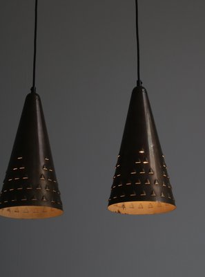 Danish Patinated Brass Pendants by Brockmann-Petersen, 1953, Set of 2-WRF-1328519