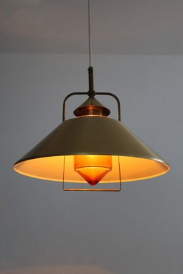 Danish Pendant Lamp in Brass with Glass Insert, 1960s-FJP-1800792