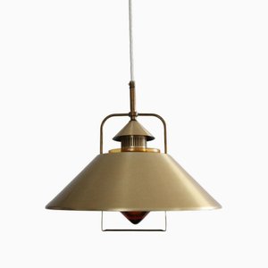 Danish Pendant Lamp in Brass with Glass Insert, 1960s-FJP-1800792