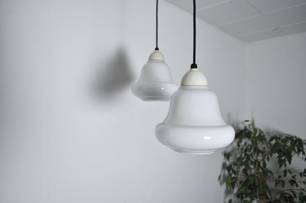 Danish Pendant Lamps in Opaline Glass, 1940s, Set of 2-HPQ-1382918