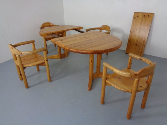 Danish Pine Armchairs & Dining Table by Rainer Daumiller for Hirtshals Sawværk, 1970s, Set of 5-RDW-2024461