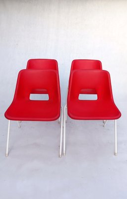 Danish Plastic Red Chairs by Niels Gammelgaard for Ikea, 1984, Set of 4-RFT-1716510