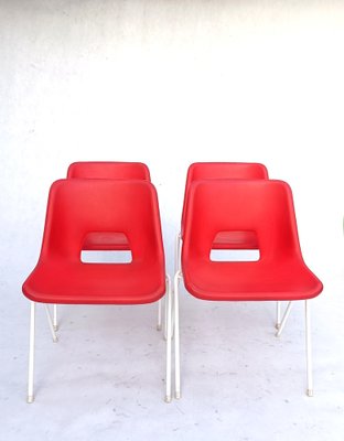 Danish Plastic Red Chairs by Niels Gammelgaard for Ikea, 1984, Set of 4-RFT-1716510