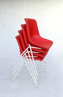 Danish Plastic Red Chairs by Niels Gammelgaard for Ikea, 1984, Set of 4-RFT-1716510