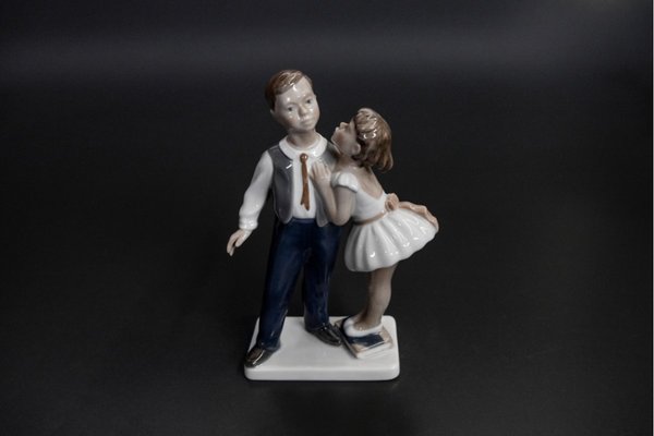 Danish Porcelain Boy and Girl Figurine from Lyngby, 1950s-BXB-717207