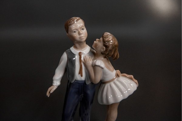 Danish Porcelain Boy and Girl Figurine from Lyngby, 1950s-BXB-717207